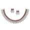 Antique Oxidised Silver Plated Traditional Temple Coin Red American Diamond Studded Necklace With Earrings