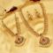 Gold Plated Floral Peacock Long Haram Necklace Set - Image 2
