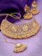 Gold Plated Gold Kundan & Beads Floral Choker Necklace Set With Earring And Maangtika - Image 3
