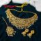 Gold-Plated Bridal Jewelry Set, Traditional Floral Design Necklace, Earrings, Maang Tikka - Image 3