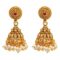 Traditional Handcrafted Antique Gold Jewellery Clustered Hanging Pearls Necklace Set With Jhumki Earrings - Image 3