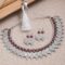 Antique Oxidised Silver Plated Traditional Temple Coin Red American Diamond Studded Necklace With Earrings - Image 3
