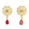 24 Kt Gold Plated American Diamond Nakshatra Ruby Drop Earrings - Image 3