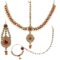 Lucky Jewellery Bridal Dulhan Designer 18k Gold Plated Gold Red Color Pearl Stone Set - Image 4