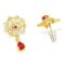 24 Kt Gold Plated American Diamond Nakshatra Ruby Drop Earrings - Image 4