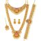 Gold-Plated Bridal Jewelry Set Traditional Temple Lakshmi Design Necklace, Earrings, Maang Tikka & Vaddanam - Image 4